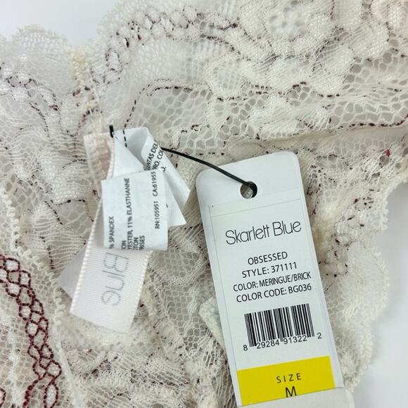 Skarlett Blue Obsessed Lace Thong Meringue/Brick Size Medium - Picture 3 of 4